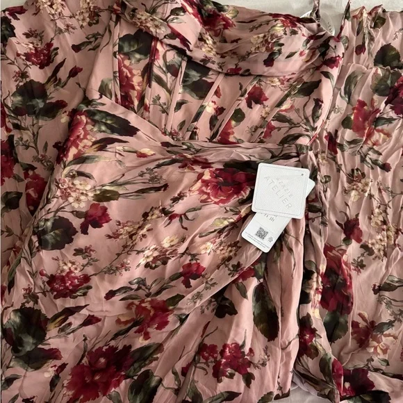 Azazie Floral Maxi Dress in Pink and Green - Picture 3 of 5